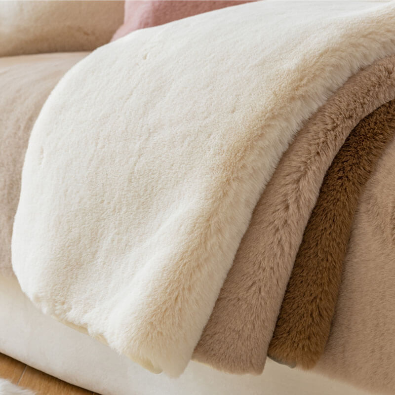 Faux Fur Sofa Couch Cover, Plush Shaggy Sectional Couch Covers