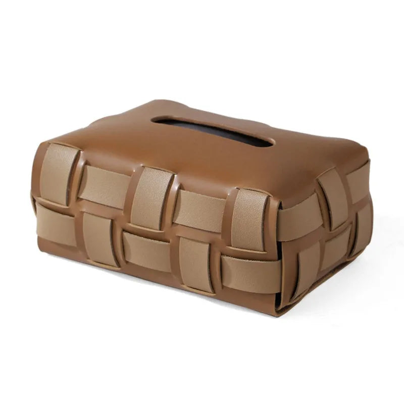 Sorrento – Luxury Vegan Leather Tissue Box with Woven Design