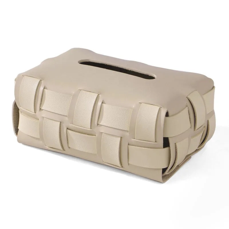 Sorrento – Luxury Vegan Leather Tissue Box with Woven Design