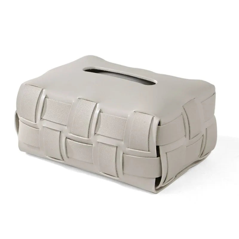 Sorrento – Luxury Vegan Leather Tissue Box with Woven Design