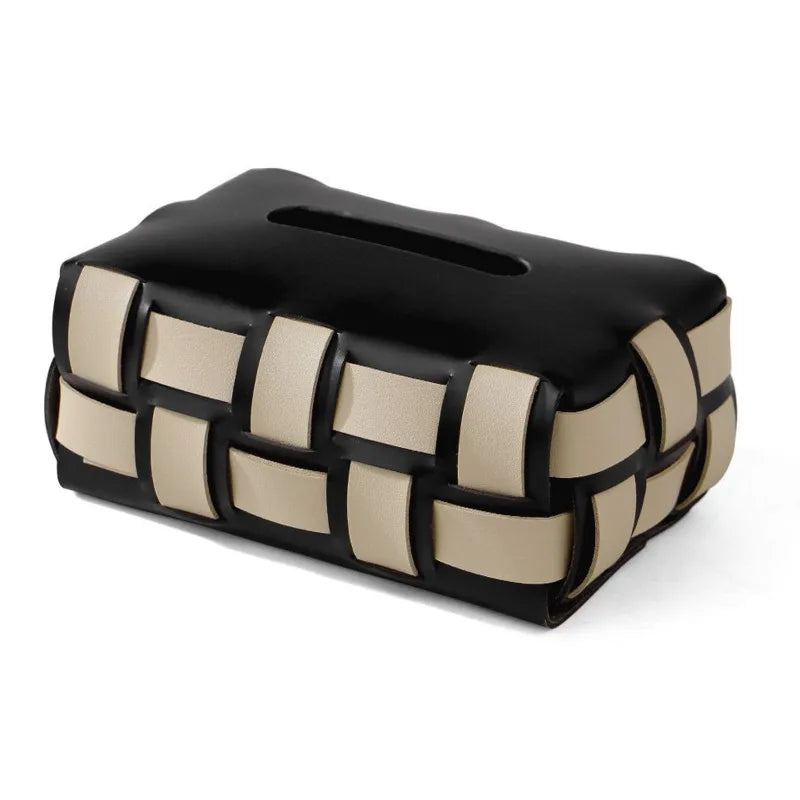 Sorrento – Luxury Vegan Leather Tissue Box with Woven Design
